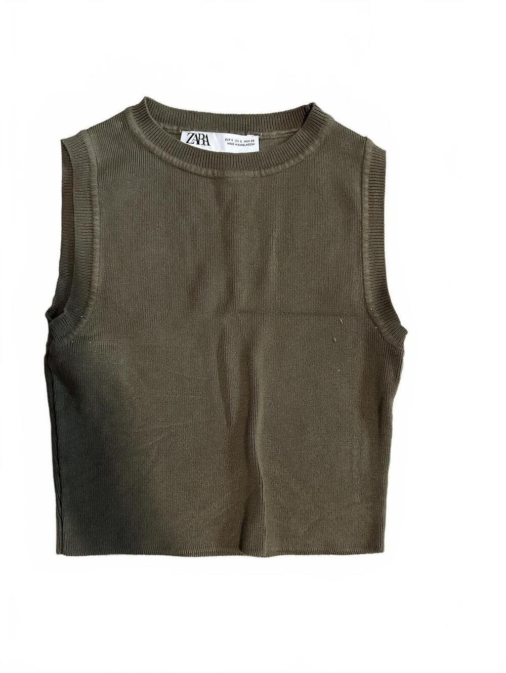 Zara olive sleeveless crop top